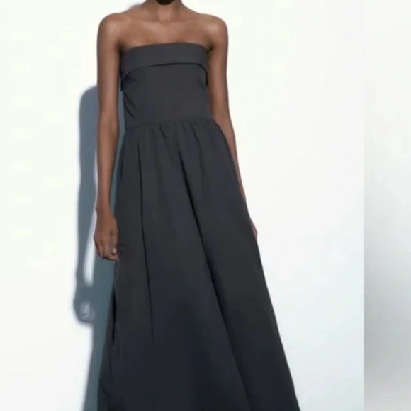 Zara STRAPLESS LONG DRESS - Picture 4 of 14